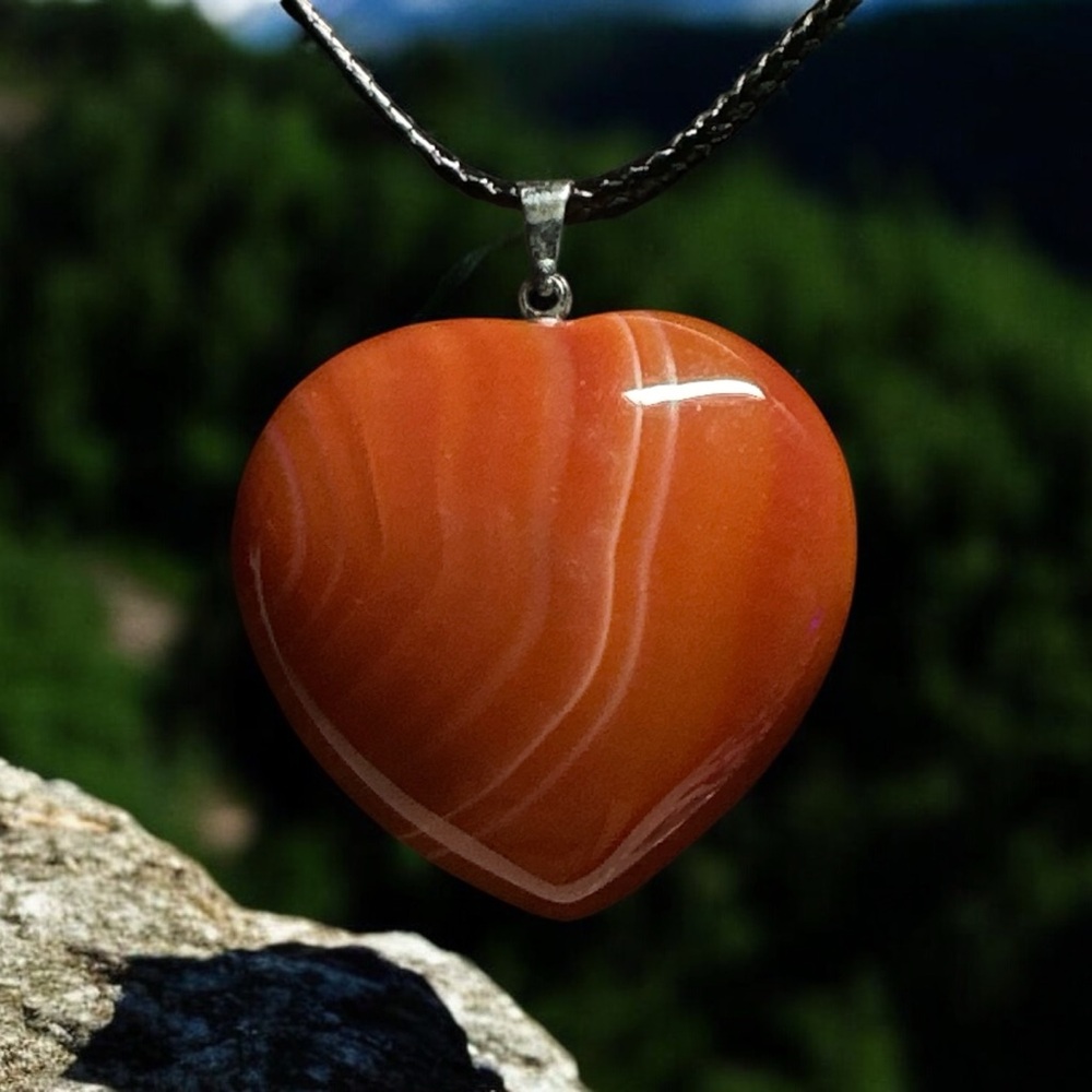 Beautiful Carnelian Agate Heart Necklace